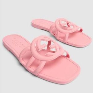 Gucci Palma Pink Rubber GG Women's Slide Sandals